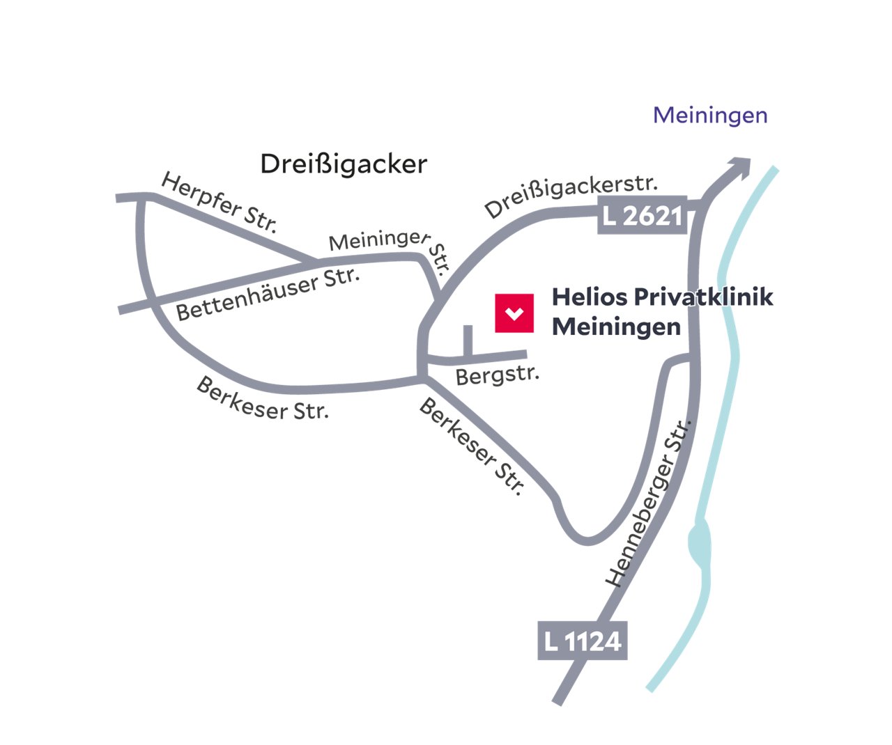 Anfahrtsskizze Privatklinik Meiningen