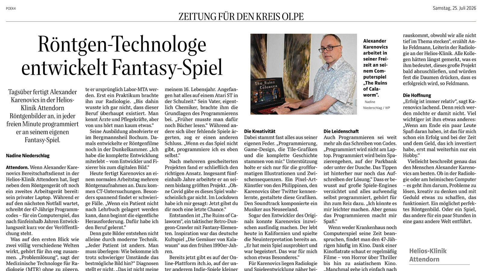 Röntgen-Technologe entwickelt Fantasy-Spiel