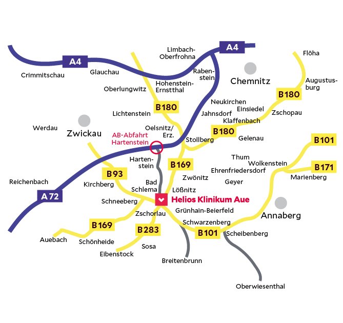 Anfahrt und Lageplan Urologie Helios Klinikum Aue