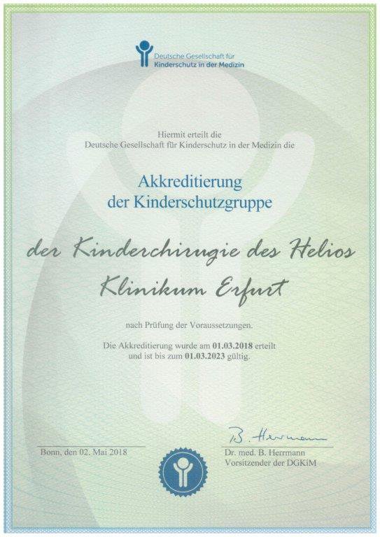 Zertifikat der Kinderschutzguppe