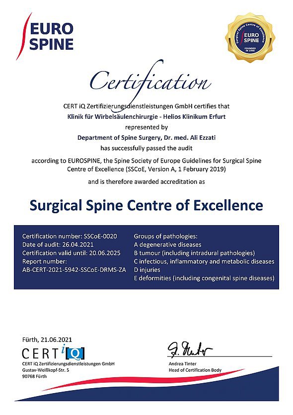Zertifikat AO Spine Center
