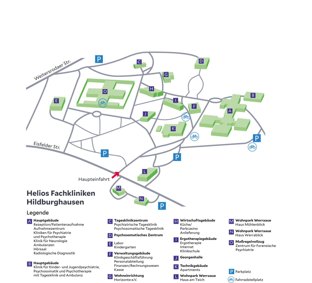 Lageplan der Helios Fachkliniken Hildburghausen