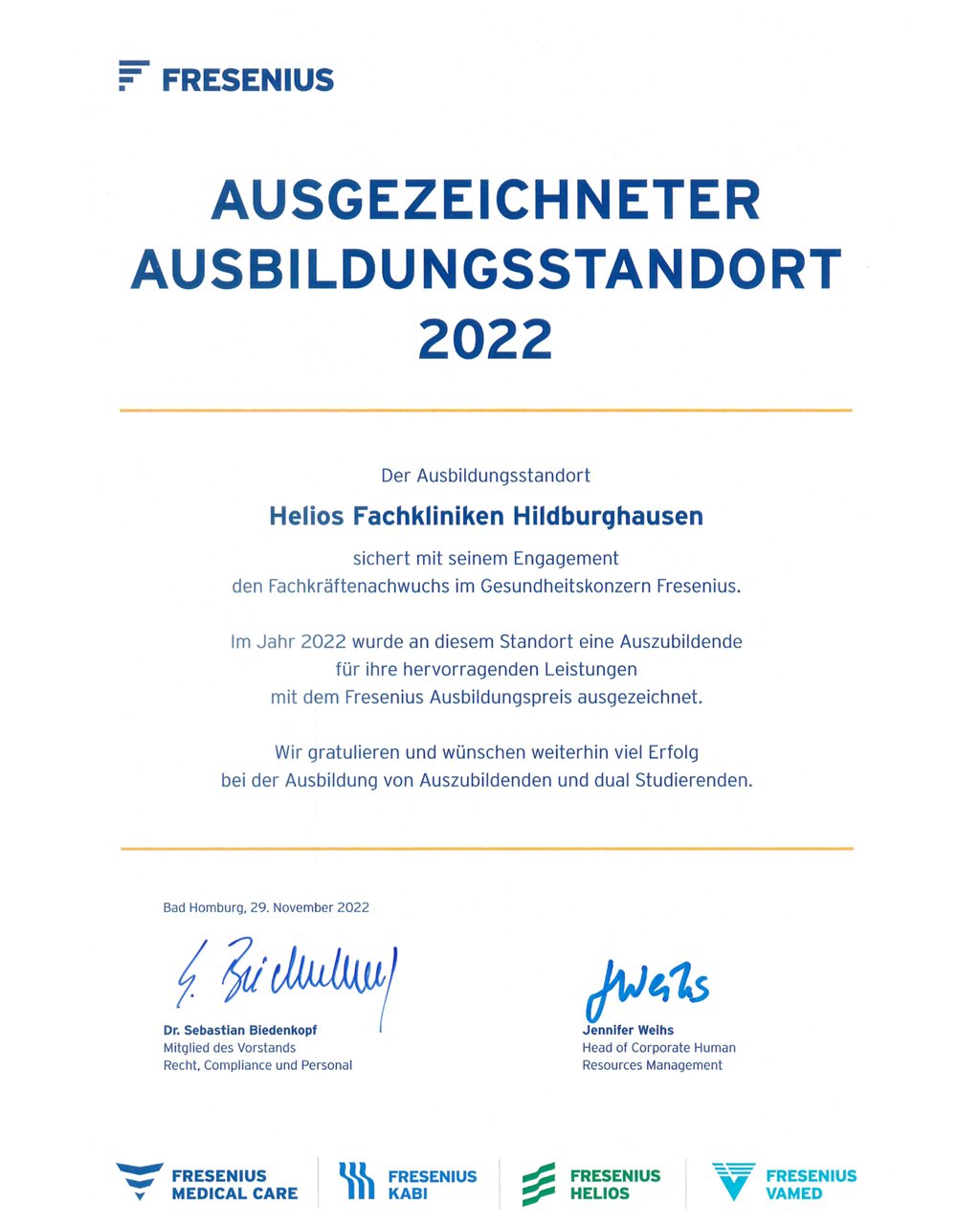 Ausgezeichneter Ausbildungsstandort 2022