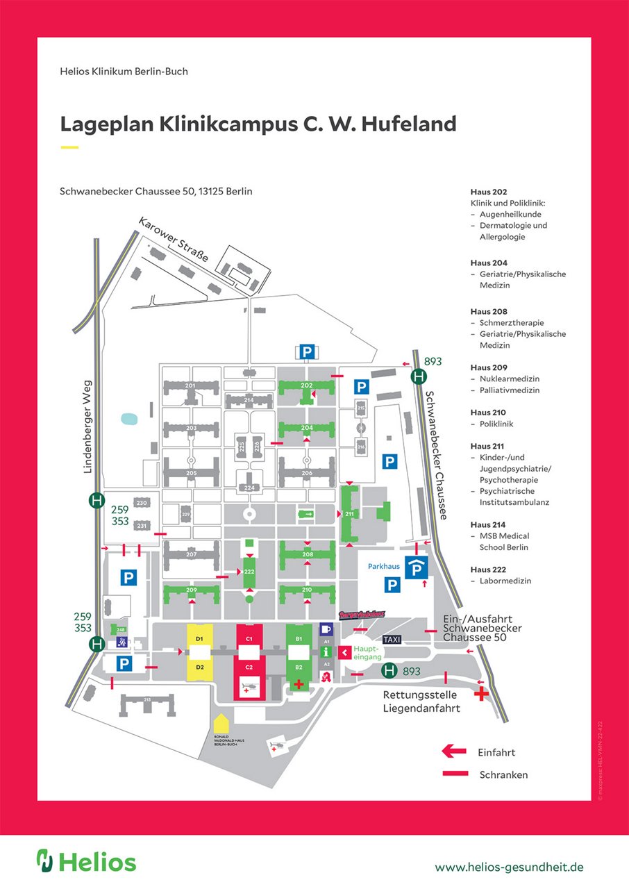 Lageplan Helios Klinikum Berlin-Buch Ambulanzen