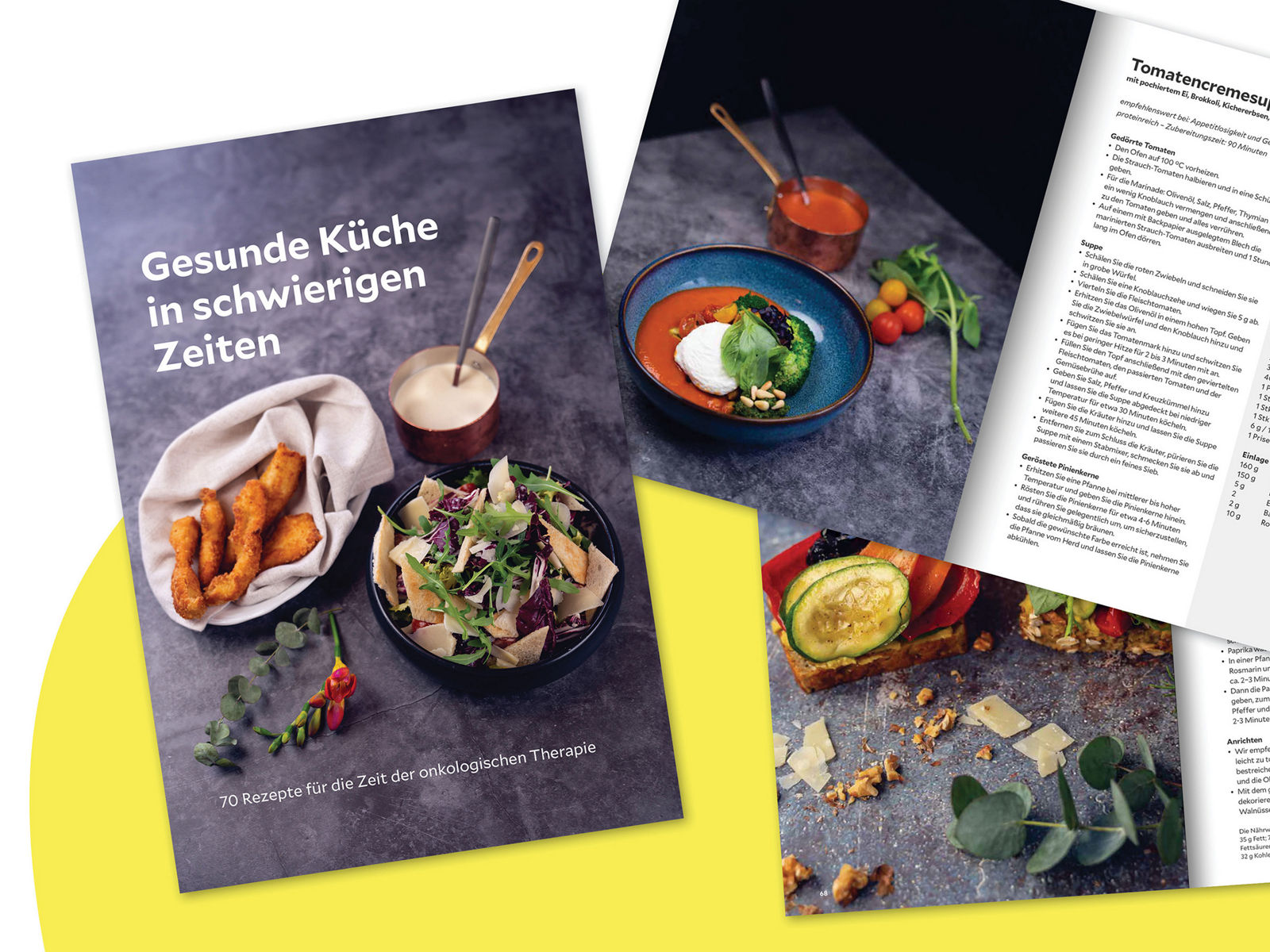 Collage Kochbuch zur Ernährung bei Krebs - Gesunde Küche in schwierigen Zeiten