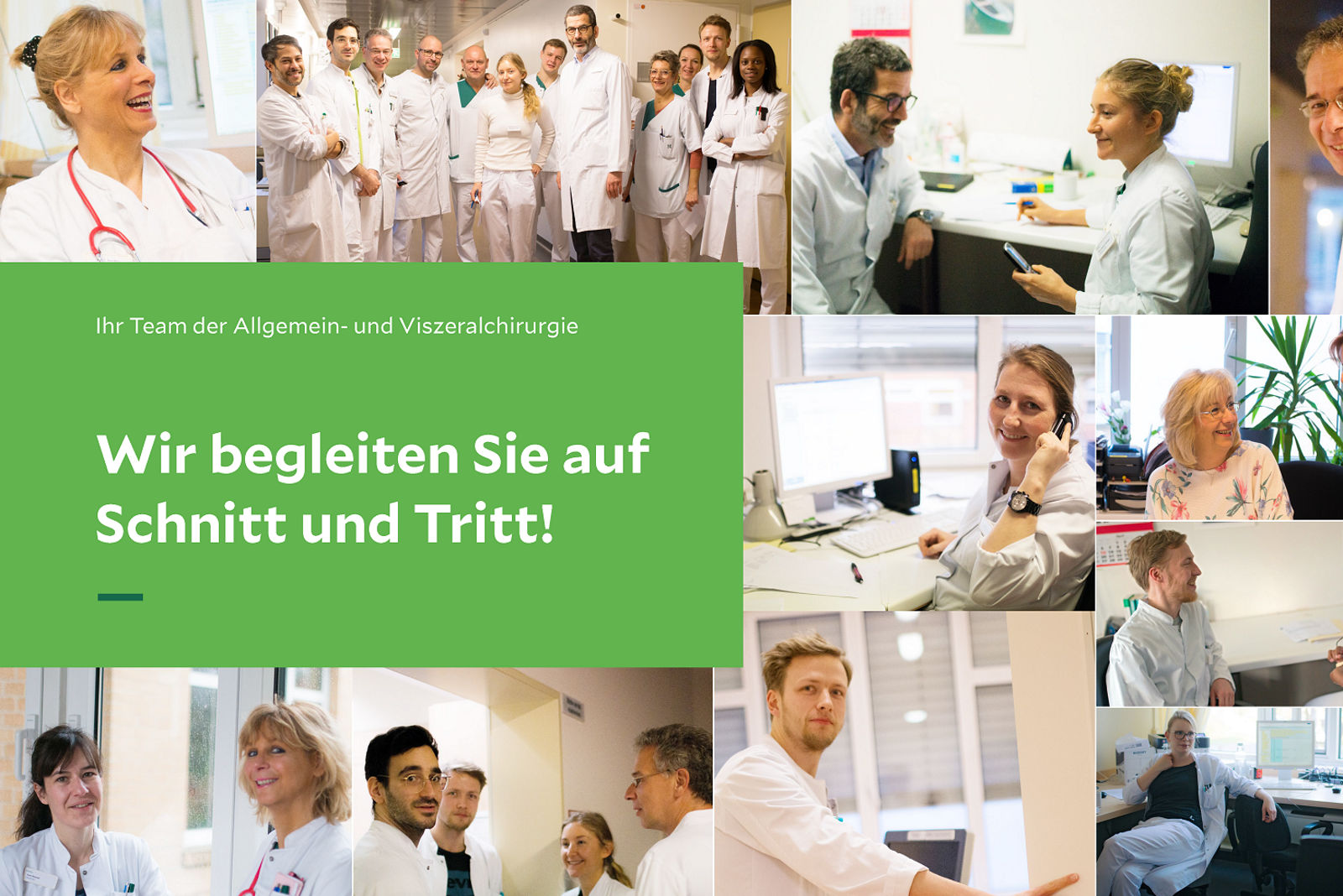 Teammitglieder der Allgemein- und Viszeralchirurgie in einer Bildcollage