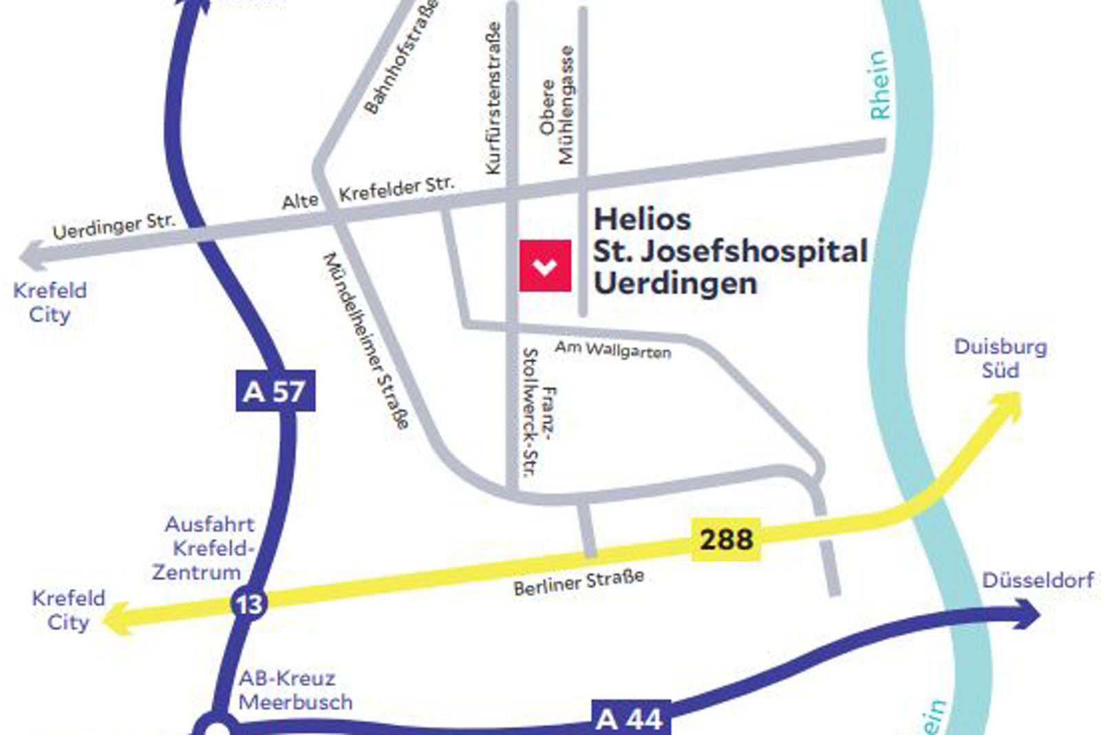 Anfahrtsskizze Helios St. Josefshospital Uerdingen