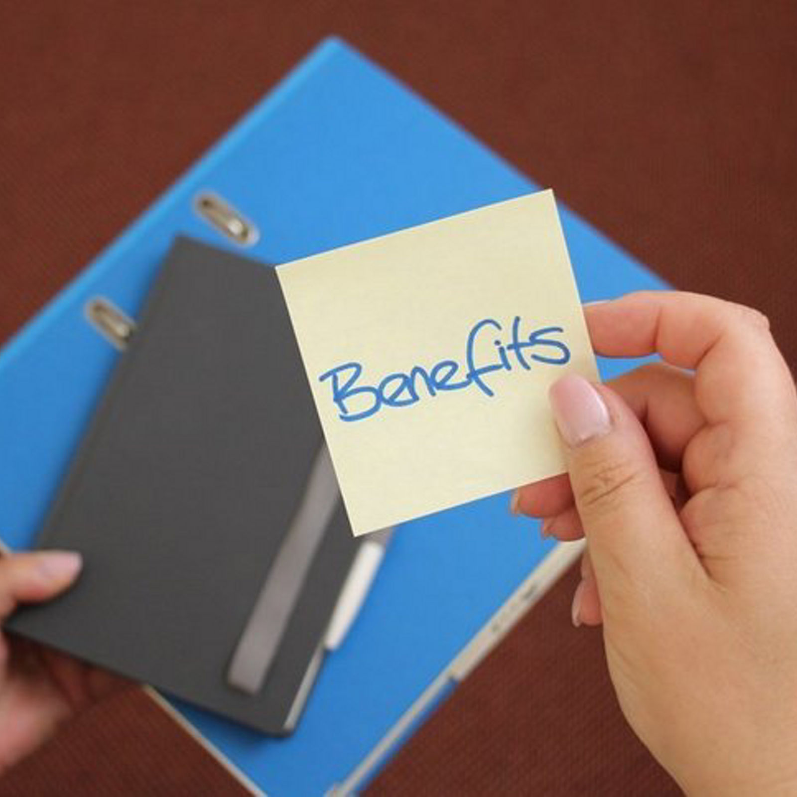 Benefits auf Klebezettel