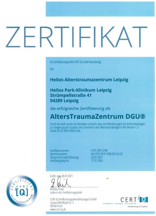 Zertifikat AltersTraumaZentrum DGU