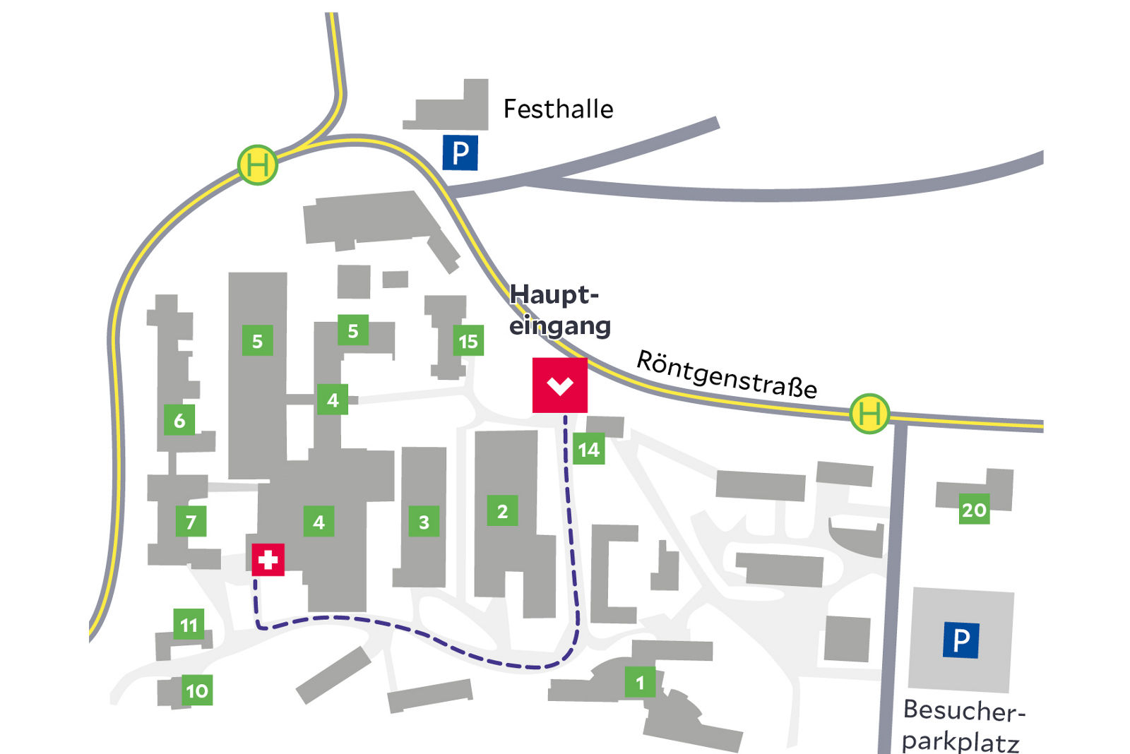 Lageplan mit Anfahrtsskizze zur Notaufnahme