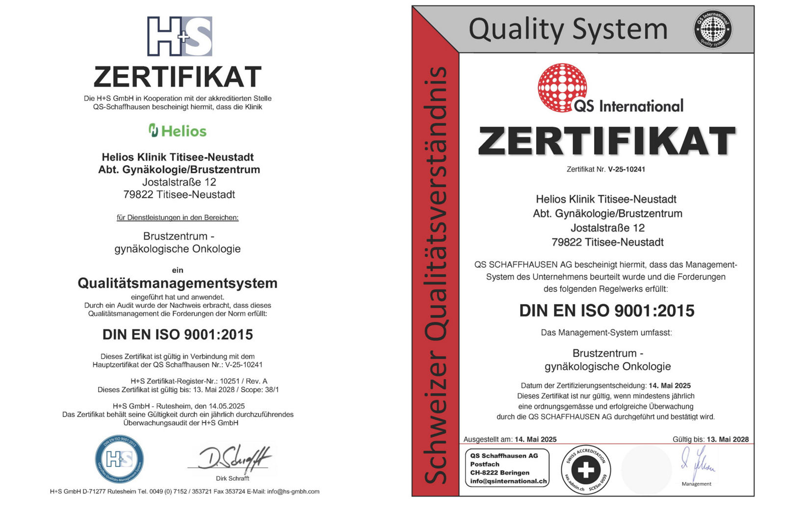 Zertifikate Brustzentrum