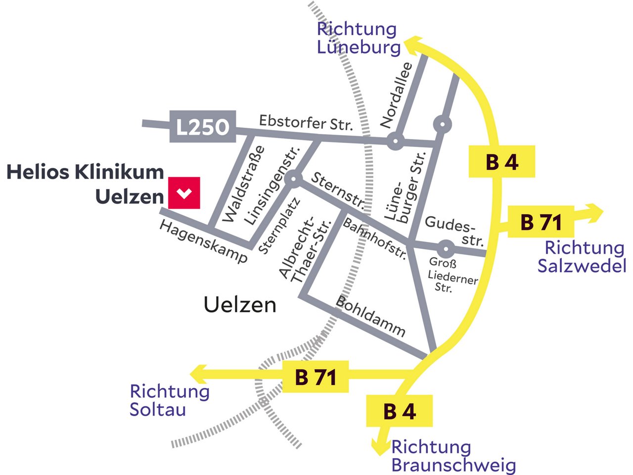 Anfahrtsskizze Helios Klinikum Uelzen