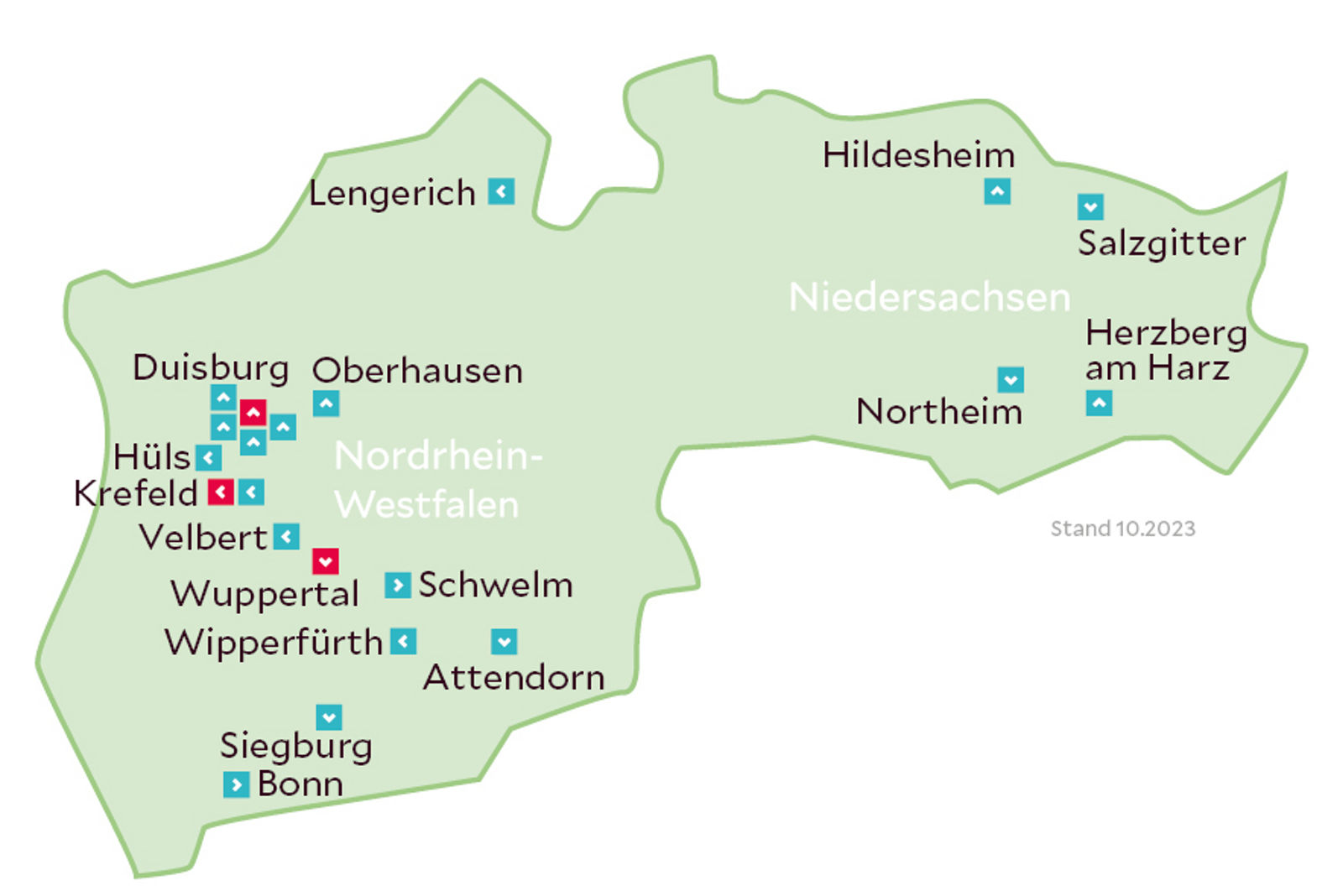 Standorte im Überblick für die Ausbildung in der Region West