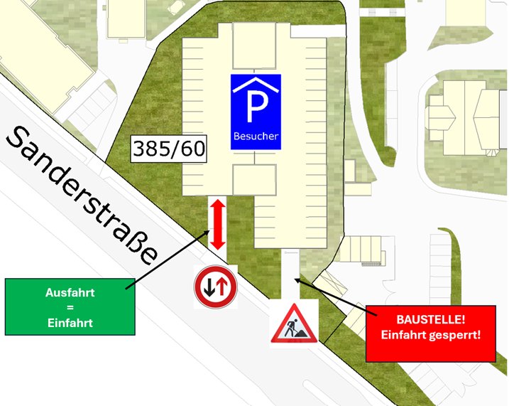 Grafische Darstellung Zufahrt Besucherparkhaus geändert