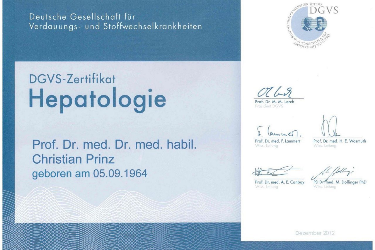 DGVS-Zertifikat Hepatologie Prof. Prinz