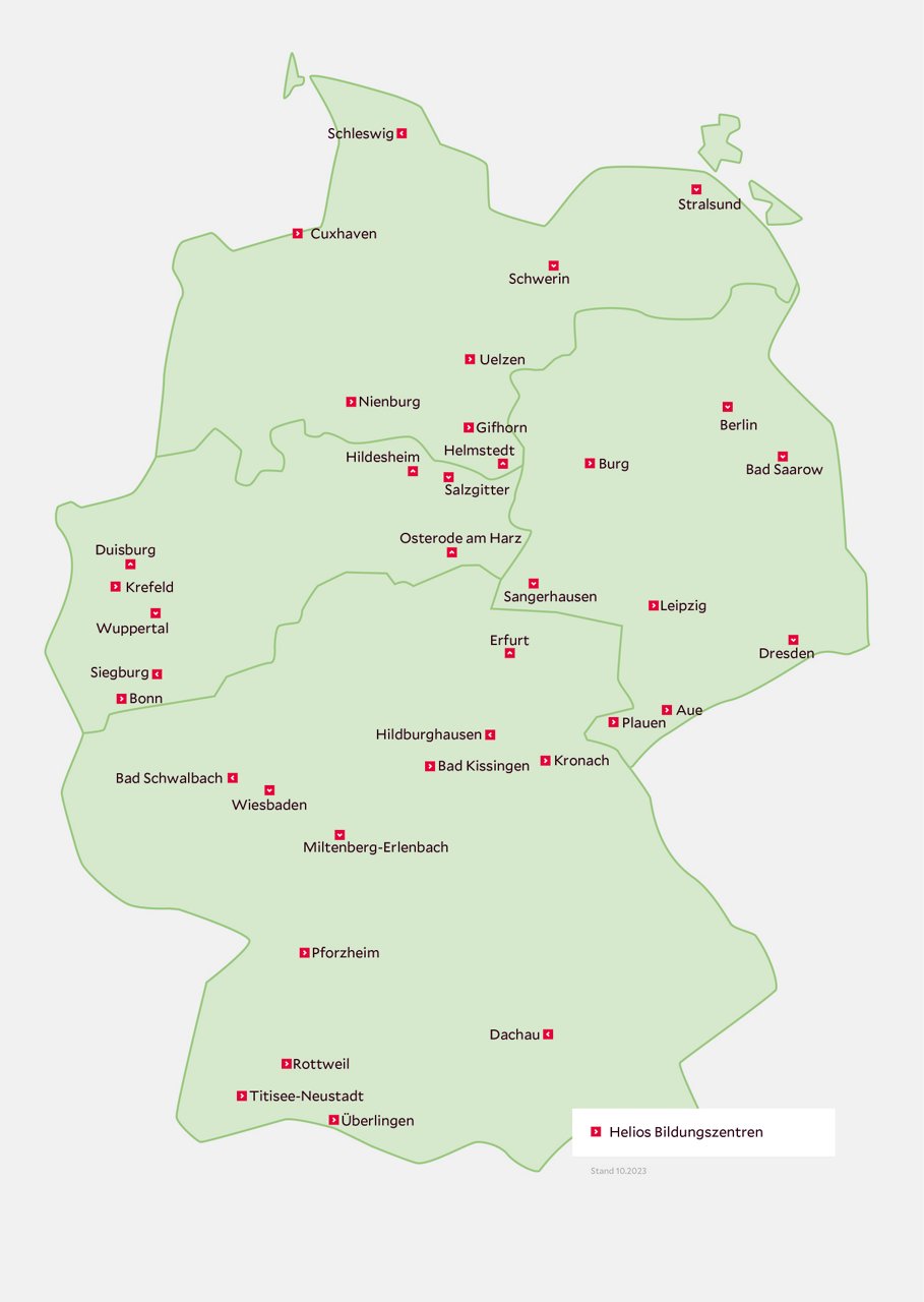 Deutschlandkarte mit Helios Bildungszentren