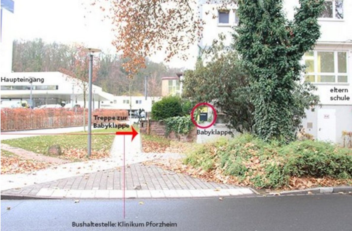 Wegbeschreibung zur Babyklappe