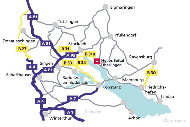Anfahrt & Lageplan des Helios Spital Überlingen