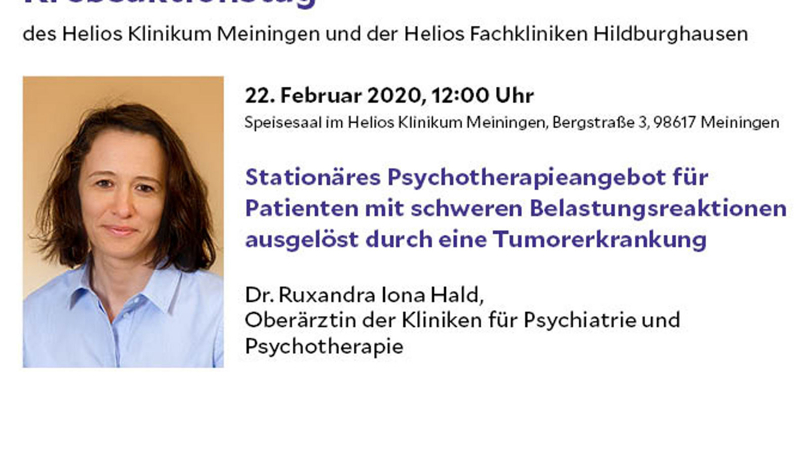 Krebsaktionstag des Helios Klinikum Meiningen und der Helios Fachkliniken Hildburghausen 