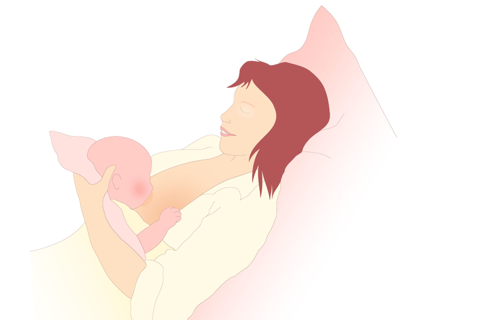 Erhöhte halbsitzende Position mit Baby auf der Brust