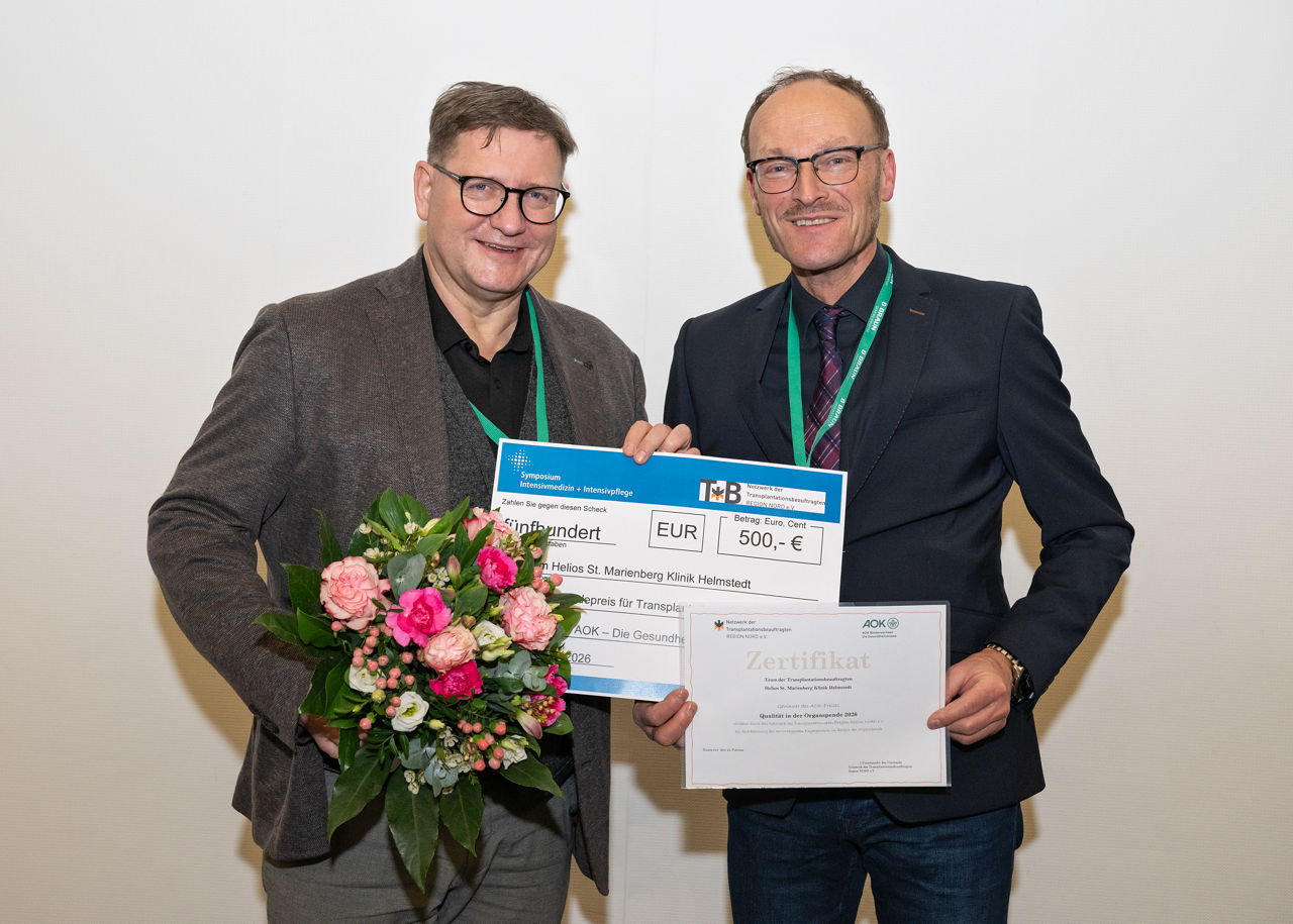 Organspende-Preis 2026: Helios St. Marienberg Klinik Helmstedt ausgezeichnet