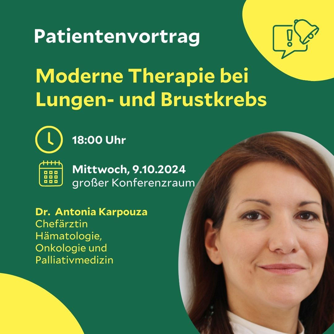 Moderne Therapien bei Lungen- und Brustkrebs: Patientenvortrag von Chefärztin Dr. med. Antonia Karpouza in der Helios Klinik Cuxhaven