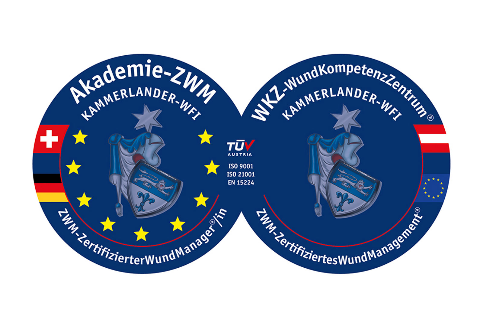 Kombination Logo - Akademie-ZWM & WKZ-WundKompetenzZentrum - Zertifiziertes Wundmanagement Kammerland-WFI