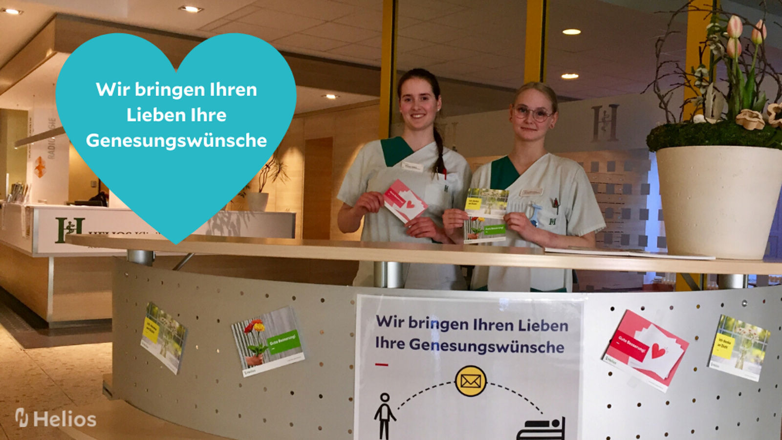 Pflegeschüler bringen Genesungswünsche zu den Patienten 
