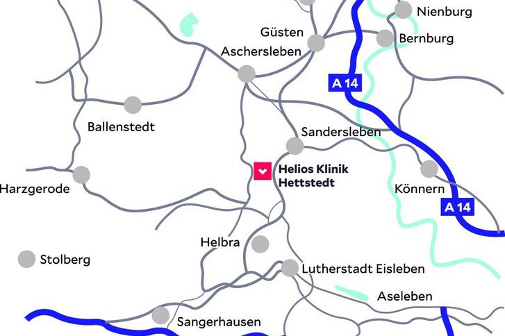 Anfahrtskizze Helios Klinik Hettstedt