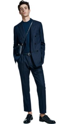 Dark blue suit with dark blue knitwear for men by BOSS