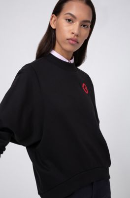 Sweatshirt in black with red heart for women by HUGO