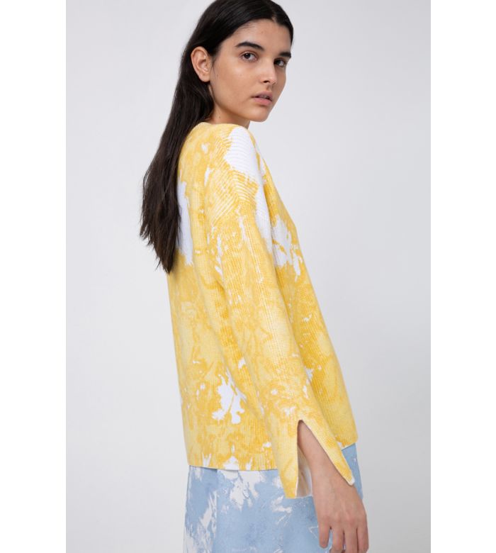 Light knitwear in yellow print for women by HUGO