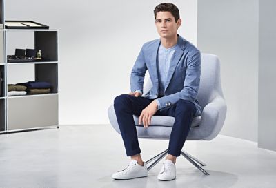 business casual with white sneakers