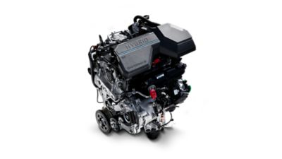 An image of the 1.6 T-GDI turbo hybrid engine in the new Hyundai Santa Fe Hybrid.