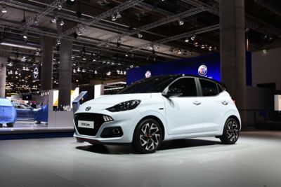 A picture of the all-new i10 N Line at the Frankfurt Motor Show.