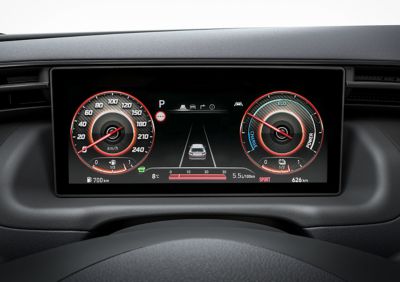 Detail of the all-new Hyundai TUCSON Hybrid N Line display in Sport mode