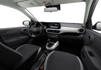 Afbeelding van het interieur van de Hyundai i10.