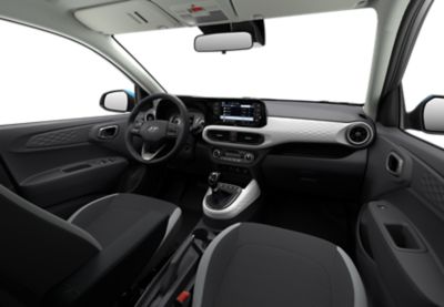 The 3D honeycomb pattern in the sporty dashboard design in the Hyundai i10.