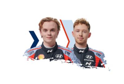 Hyundai Motorsport driver and co-driver Oliver & Elliot.