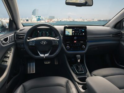 Interior of the Hyundai IONIQ Plug-in Hybrid cockpit.