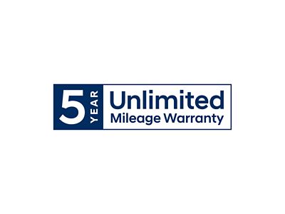 5 Year unlimited mileage warranty logo of Hyundai.