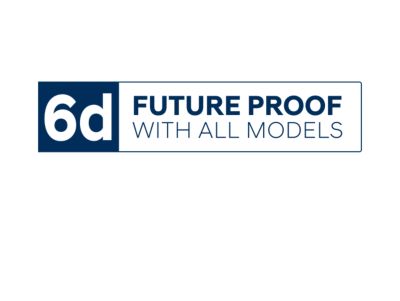 Logo de la technologie de moteur futuriste 6d.