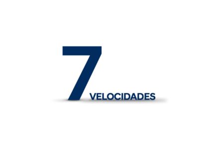 Black letters against a white background saying "7 speed"