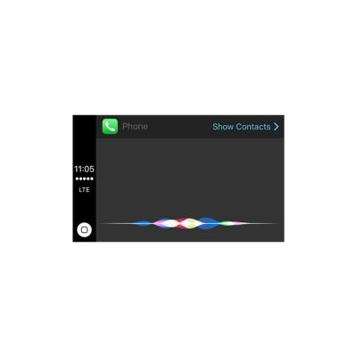 Screenshot de la fonction de commande vocale d’Apple CarPlay.