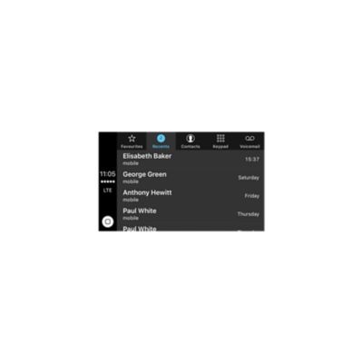 Screenshot van de functie ‘oproepen & berichten’ die deel uitmaakt van Apple CarPlay.