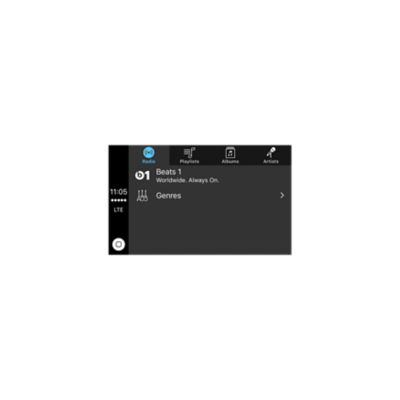 Screenshot of the music app that's part of Apple CarPlay.