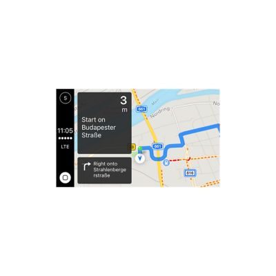 Screenshot van de navigatiefunctie van Apple CarPlay.