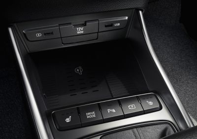 Close-up of one of the USB-ports inside of the all-new Hyundai i20