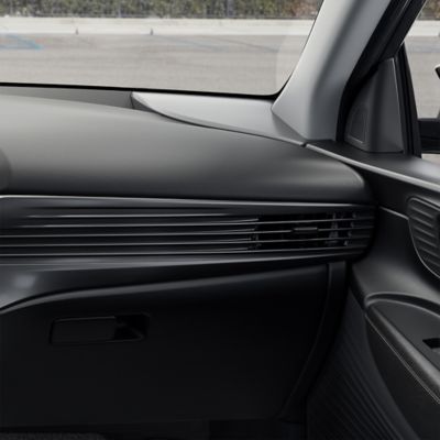 The all-new Hyundai i20 dashboard with the new horizontal blades and air vent on the passenger side
