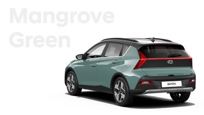 Las diferentes opciones de color para el nuevo SUV crossover Hyundai BAYON: Mangrove Green Pearl.